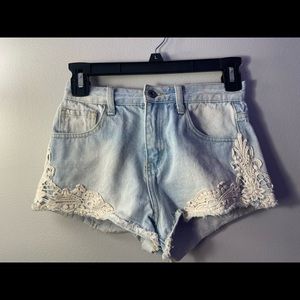 Denim shorts with white detailing